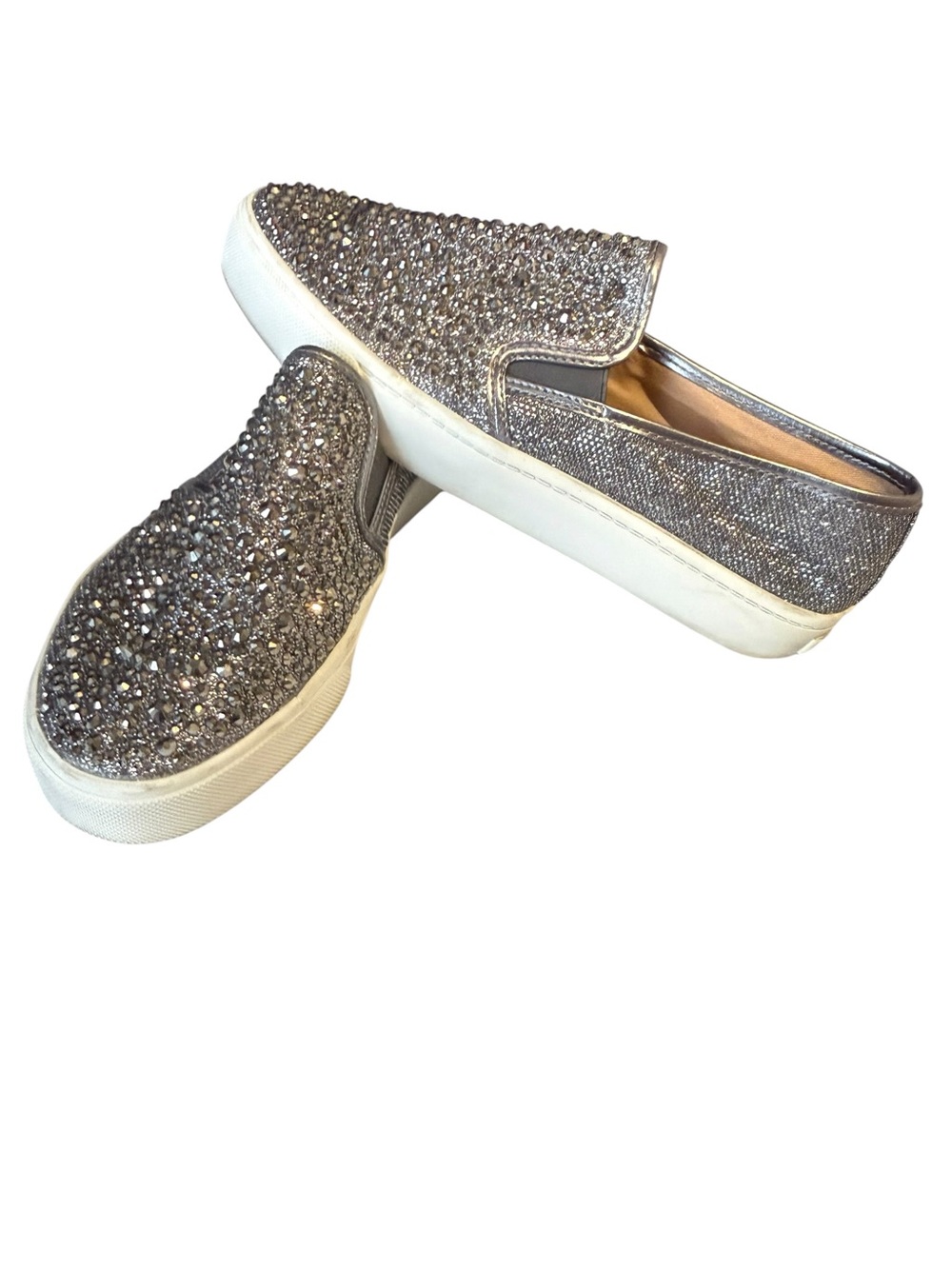 INC International Concepts Silver Crystal Slip-On Flats